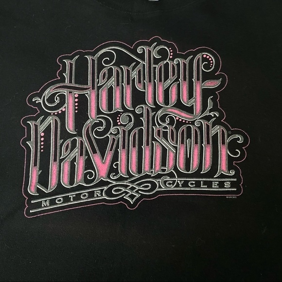 Harley-Davidson Scoop Neck Tee, Pink/Black Logo - Picture 2 of 5